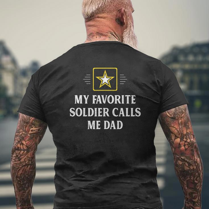 Mens My Favorite Soldier Calls Me Dad Vintage Style Mens Back Print T-shirt Gifts for Old Men