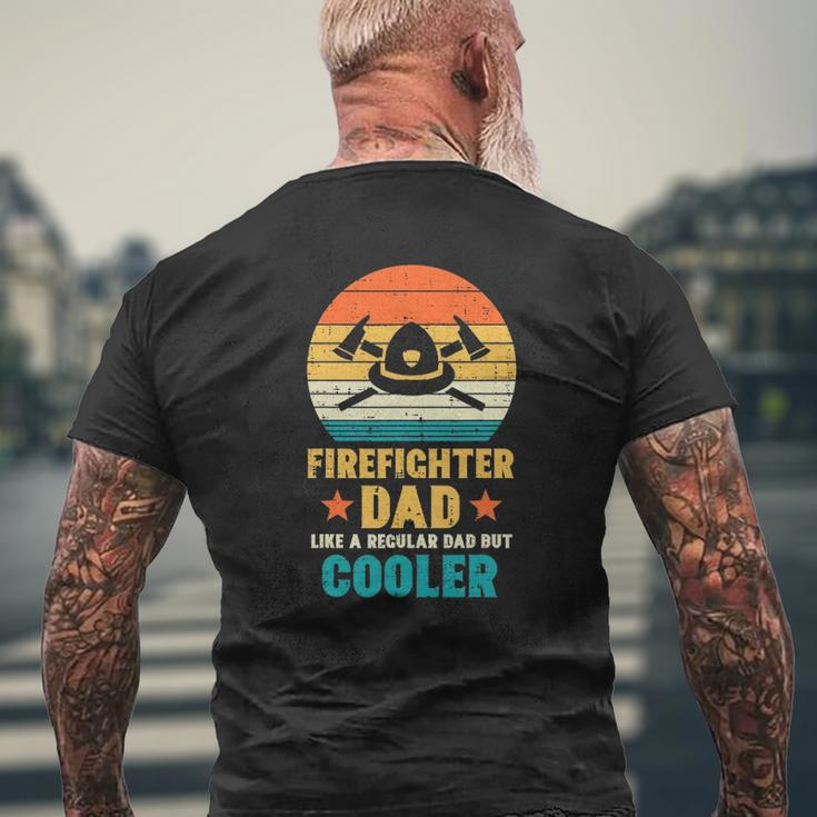 Mens Firefighter Dad Regular But Cooler Fathers Day Fireman Men Mens Back Print T-shirt Gifts for Old Men