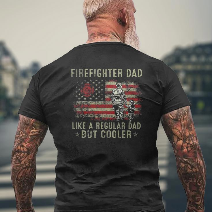 Mens Firefighter Dad Like Regular But Cooler Fireman Father's Day Mens Back Print T-shirt Gifts for Old Men