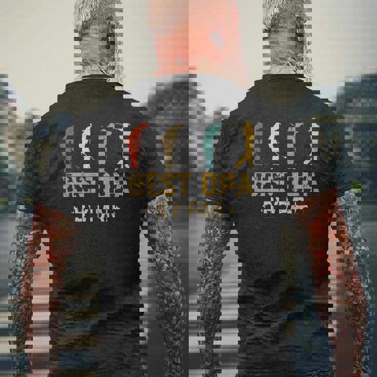 Mens Best Opa By Par Father's Day Golf Mens Back Print T-shirt Gifts for Old Men