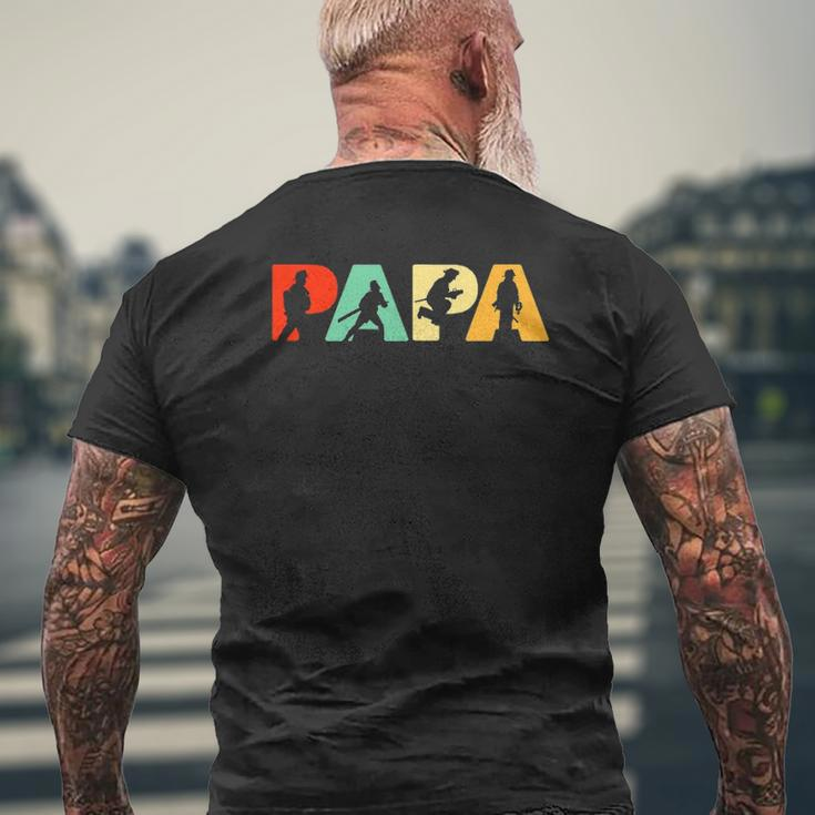 Mens Papa Firefighter Father's Day For Dad Mens Back Print T-shirt Gifts for Old Men