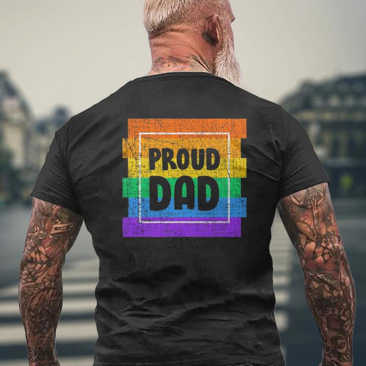 Mens Gay Pride Proud Dad Father Partner Lgbtq Mens Back Print T-shirt Gifts for Old Men