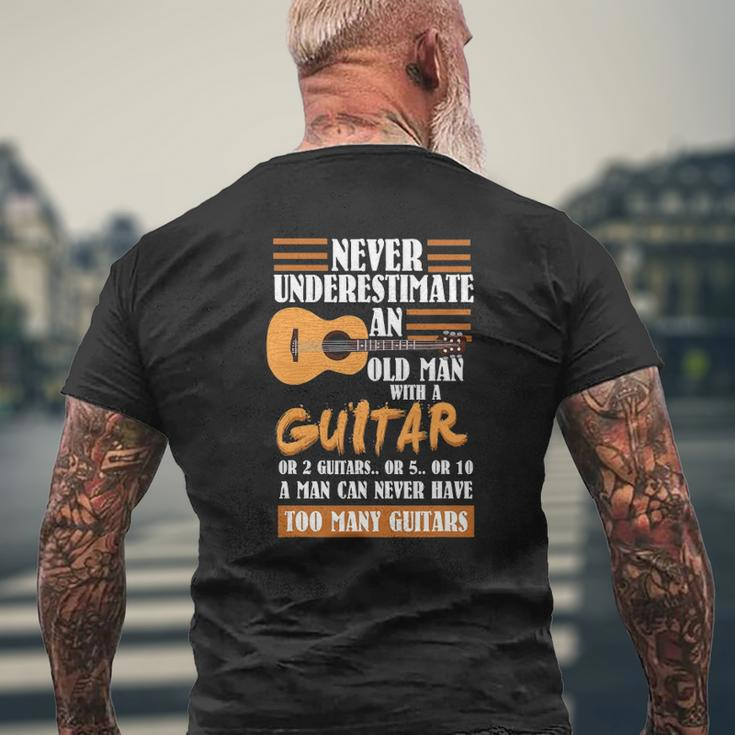 Mens Guitar Dad Never Underestimate An Old Man With Guitar Mens Back Print T-shirt Gifts for Old Men