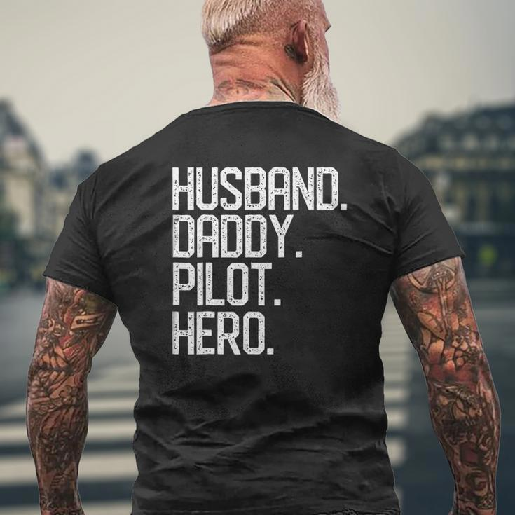 Mens Husband Daddy Pilot Hero Dad Papa Christmas Mens Back Print T-shirt Gifts for Old Men