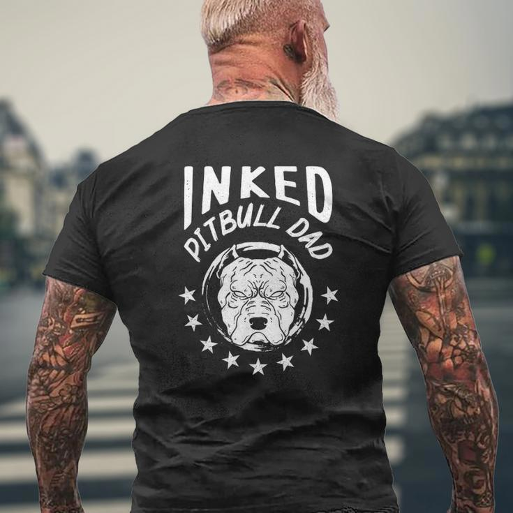 Mens Inked Pitbull Dad Dog Owner Father's Day Mens Back Print T-shirt Gifts for Old Men
