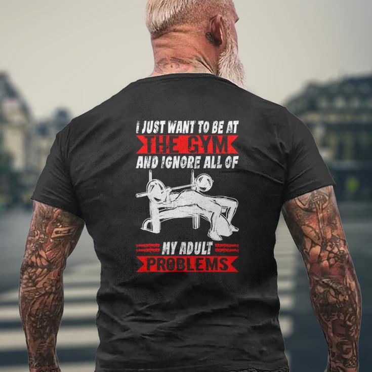 Mens I Just Want To Be At The Gym Muscle Bodybuilding Mens Back Print T-shirt Gifts for Old Men