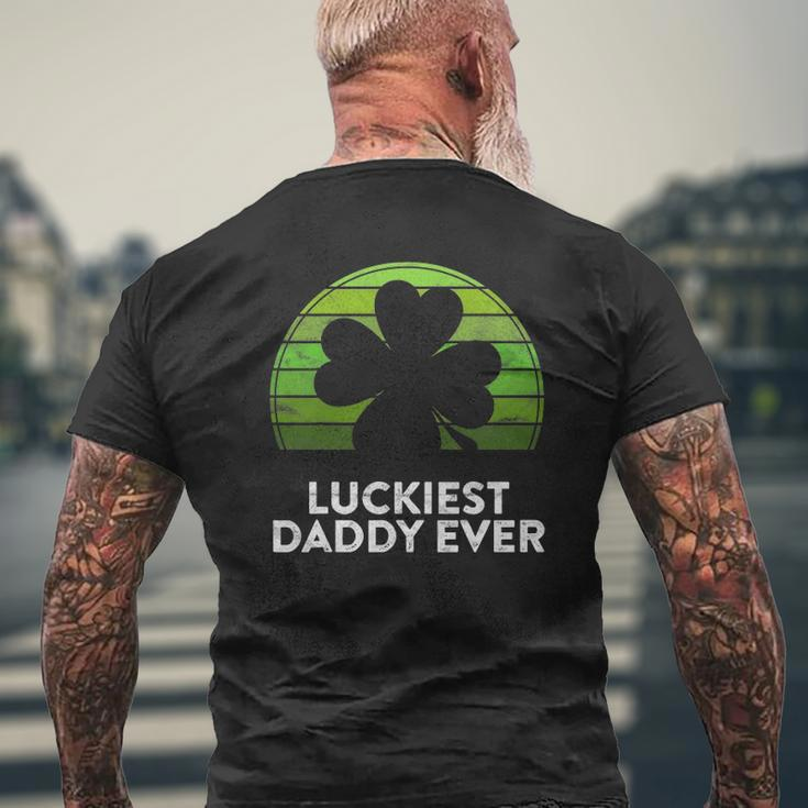 Mens Luckiest Daddy Ever Shamrock Sunset St Patrick's Day Dad Mens Back Print T-shirt Gifts for Old Men