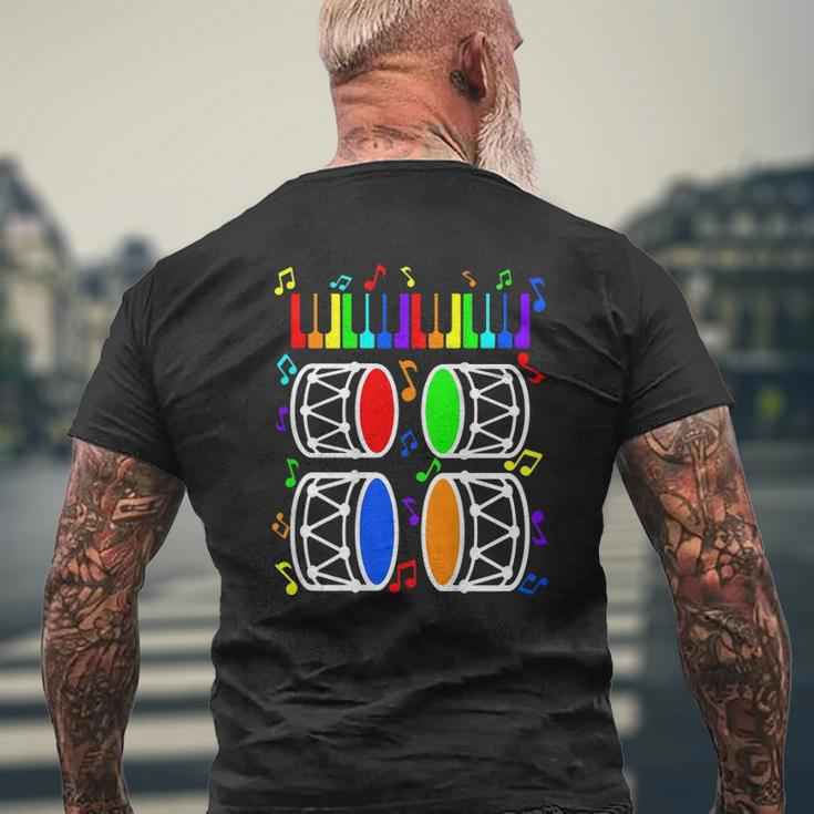 Mens Musical Massage Play Piano Drums On Daddys Back Dad Mens Back Print T-shirt Gifts for Old Men