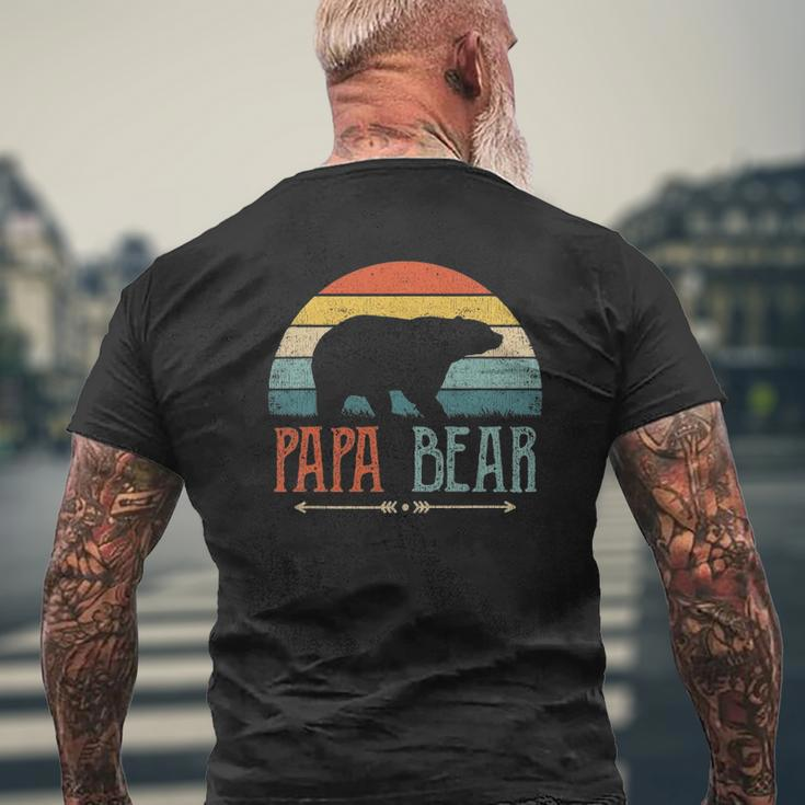 Mens Papa Bear Vintage Daddy Father's Day Retro Dad Mens Back Print T-shirt Gifts for Old Men