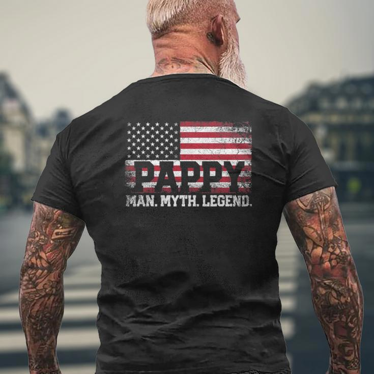 Mens Pappy The Man Myth Legend American Flag Father's Day Mens Back Print T-shirt Gifts for Old Men