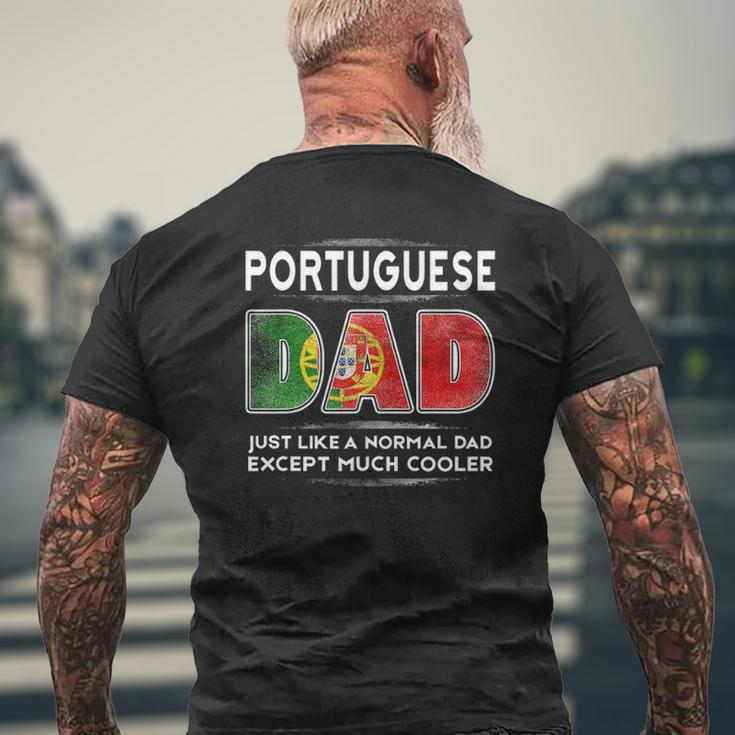 Mens Portuguese Dad Is Much Cooler Father's Day Flag Mens Back Print T-shirt Gifts for Old Men