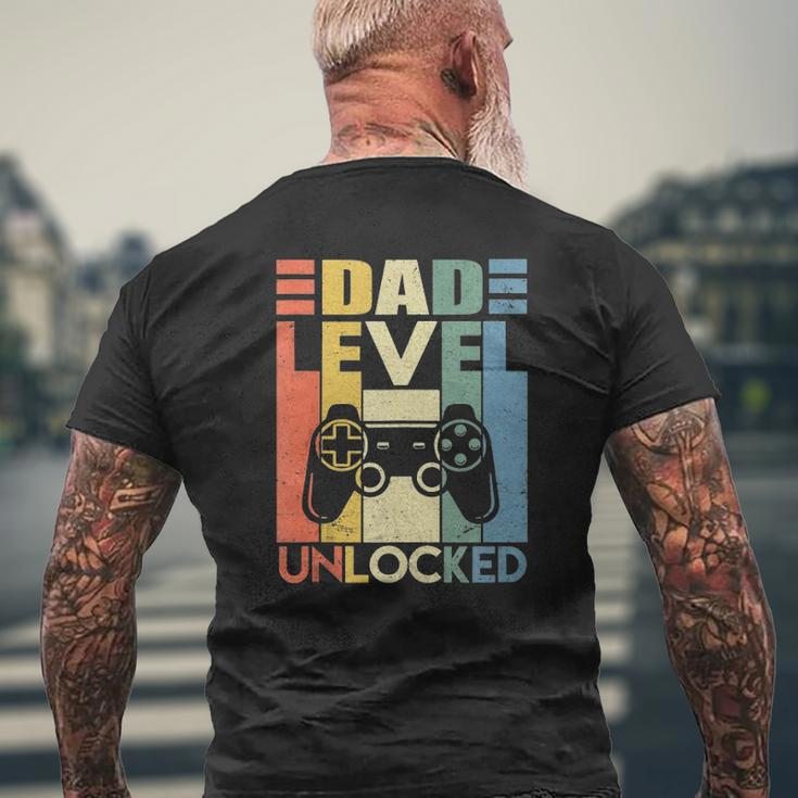 Mens Pregnancy Announcement Dad Level Unlocked Soon To Be Father Mens Back Print T-shirt Gifts for Old Men