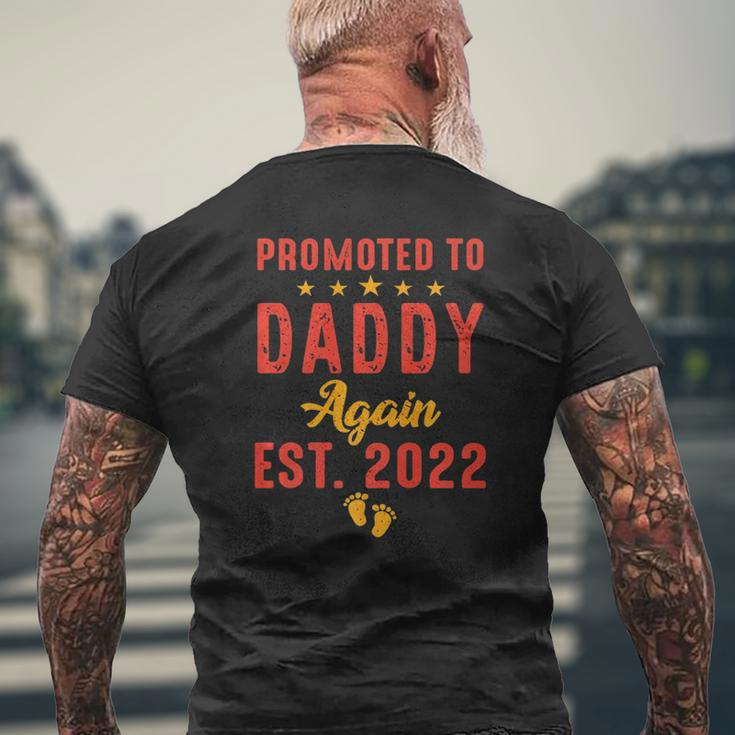 Mens Promoted To Daddy Again 2022 Soon To Be Dad Again 2022 Mens Back Print T-shirt Gifts for Old Men