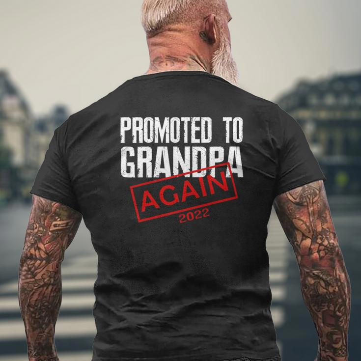 Mens Promoted To Grandpa Again Est 2022 Pregnancy Mens Back Print T-shirt Gifts for Old Men