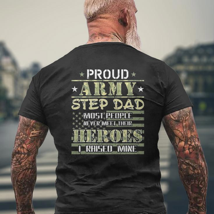 Mens Proud Army Stepdad I Raised My Heroes Camo Army Step Dad Mens Back Print T-shirt Gifts for Old Men