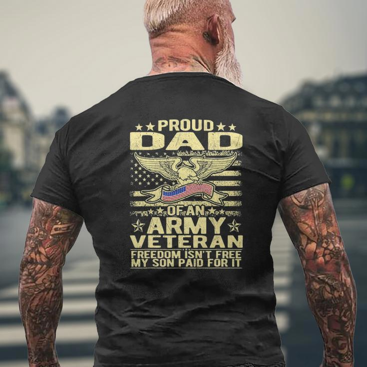 Mens Proud Dad Of Army Veteran Freedom Isn't Free Military Father Mens Back Print T-shirt Gifts for Old Men