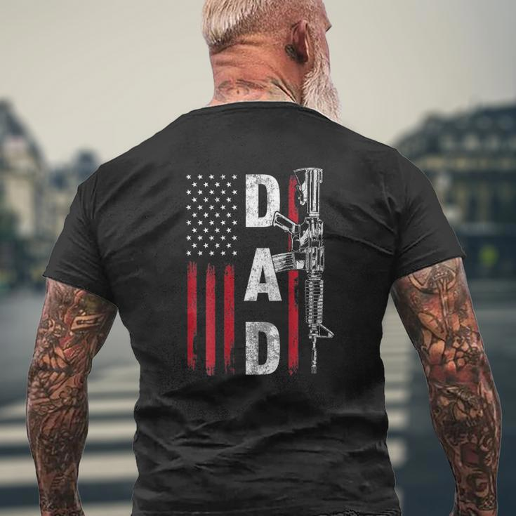 Mens Proud Dad Daddy Gun Rights Ar-15 American Flag Father's Day Mens Back Print T-shirt Gifts for Old Men