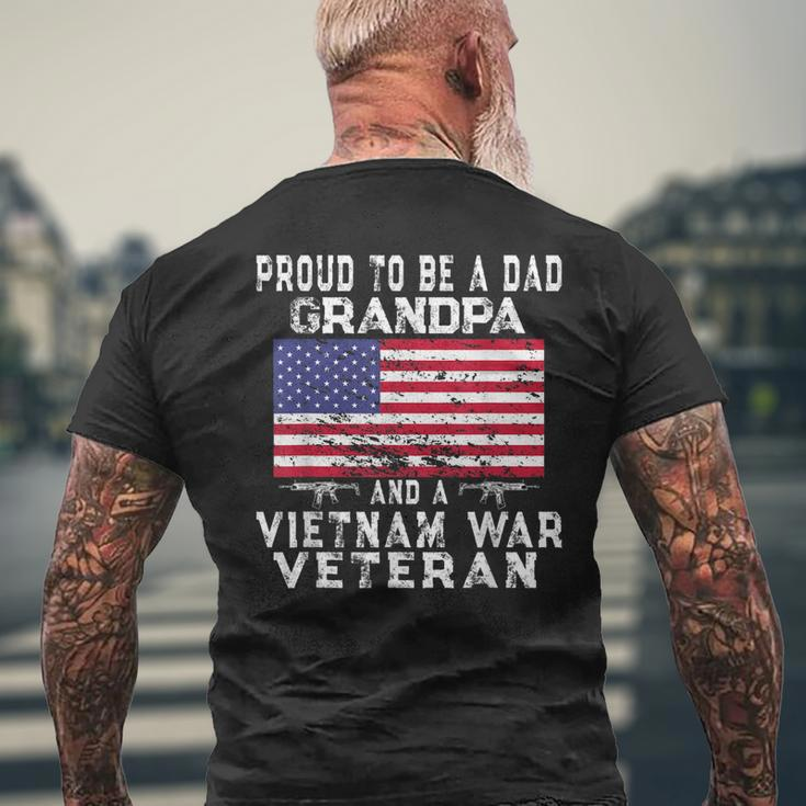 Mens Proud Dad Grandpa Vietnam Veteran Retro Us Flag Grandpa Mens Back Print T-shirt Gifts for Old Men