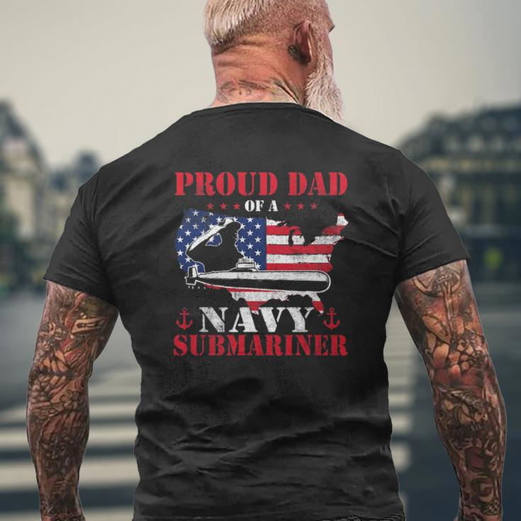 Mens Proud Dad Of A Navy Submariner Patriotic Veteran Submarine Mens Back Print T-shirt Gifts for Old Men
