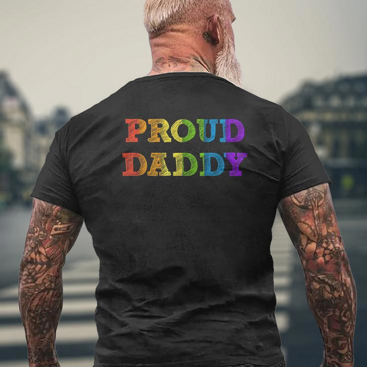 Mens Proud Daddy Lgbt Pride Father Gay Dad Father's Day Tee Mens Back Print T-shirt Gifts for Old Men