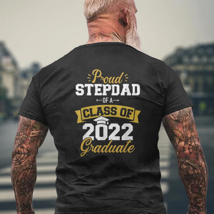 Mens Proud Stepdad Of A Class Of 2022 Graduate Senior Graduation Mens Back Print T-shirt Gifts for Old Men
