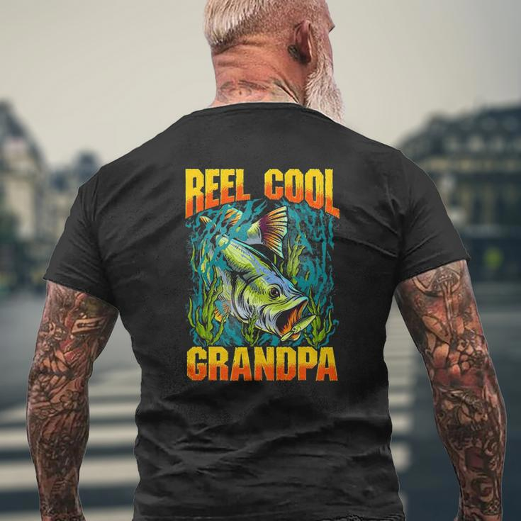Mens Reel Cool Grandpa Fishing Lover Fathers Day Mens Back Print T-shirt Gifts for Old Men