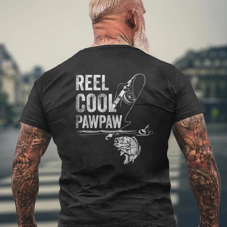 Mens Reel Cool Pawpaw Fish Fishing Father's Day Mens Back Print T-shirt Gifts for Old Men