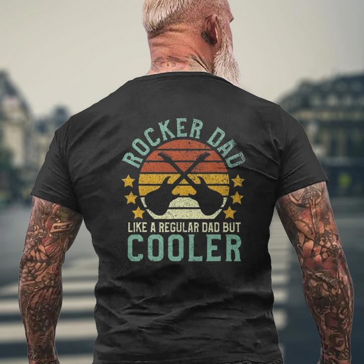 Mens Rocker Dad Rock And Roll Lover Guitarist Father Mens Back Print T-shirt Gifts for Old Men