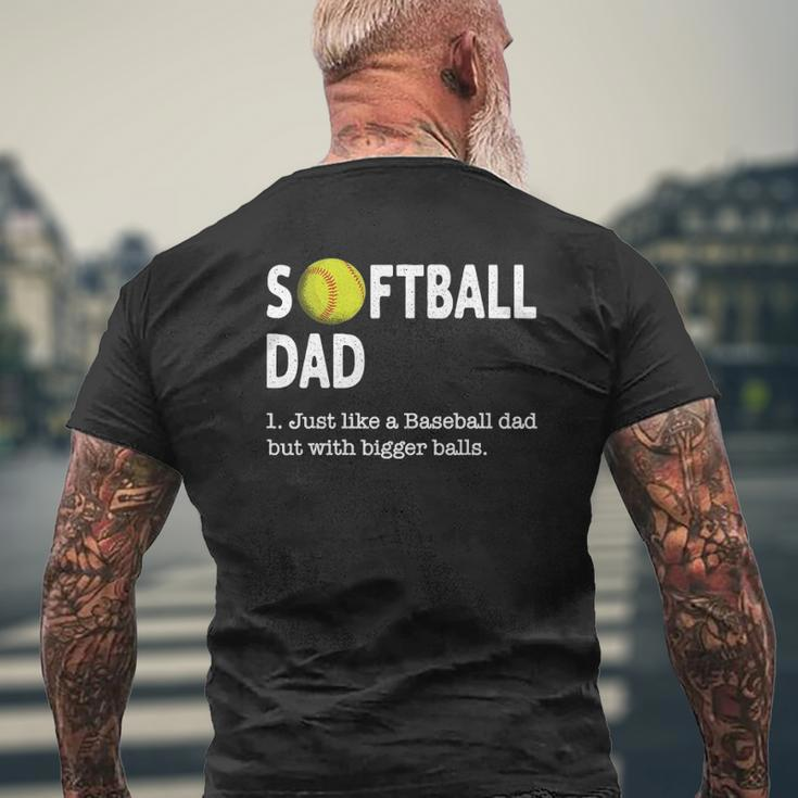 Mens Softball Dad Just Like A Baseball Dad Father's Day Mens Back Print T-shirt Gifts for Old Men