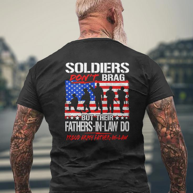 Mens Soldiers Don't Brag Proud Army Father-In-Law Dad Mens Back Print T-shirt Gifts for Old Men