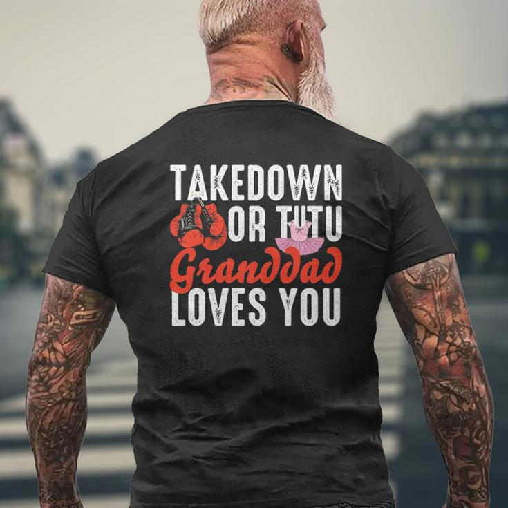 Mens Takedown Or Tutu Granddad Loves You Boxing Gender Reveal Mens Back Print T-shirt Gifts for Old Men