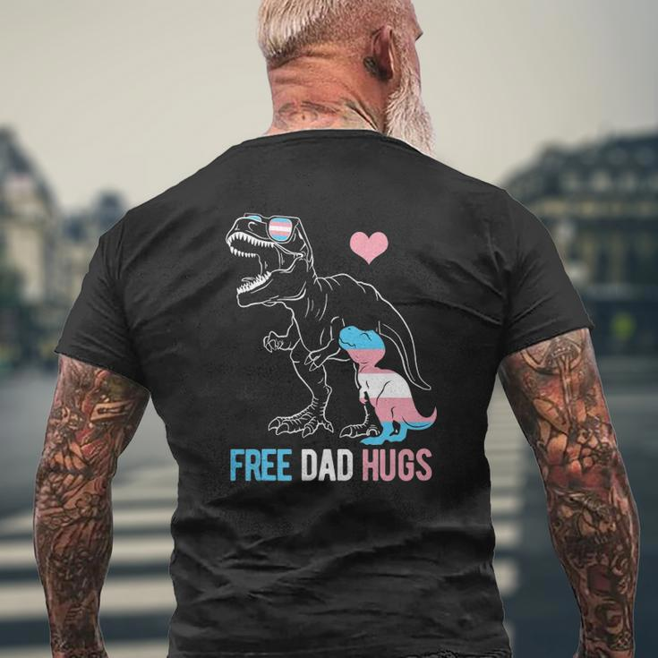 Mens Trans Free Dad Hugs Dinosaur Rex Daddy Transgender Pride Mens Back Print T-shirt Gifts for Old Men