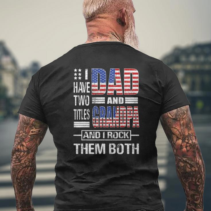 Mens I Have Two Titles Dad And Grandpa Flag Clothes Father's Day Mens Back Print T-shirt Gifts for Old Men