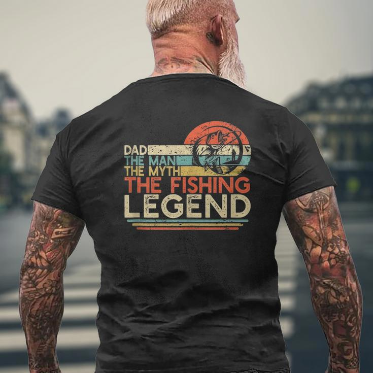 Mens Vintage Bass Fishing Dad Man The Myth The Legend Fisherman Mens Back Print T-shirt Gifts for Old Men