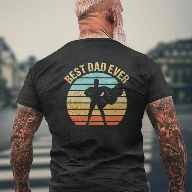 Mens Vintage Best Dad Ever Superhero Father's Day Mens Back Print T-shirt Gifts for Old Men