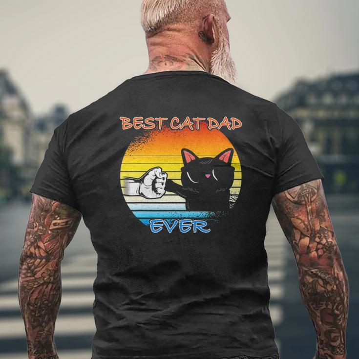 Mens Vintage Cat Best Cat Dad Retro Cat Meow Mens Back Print T-shirt Gifts for Old Men