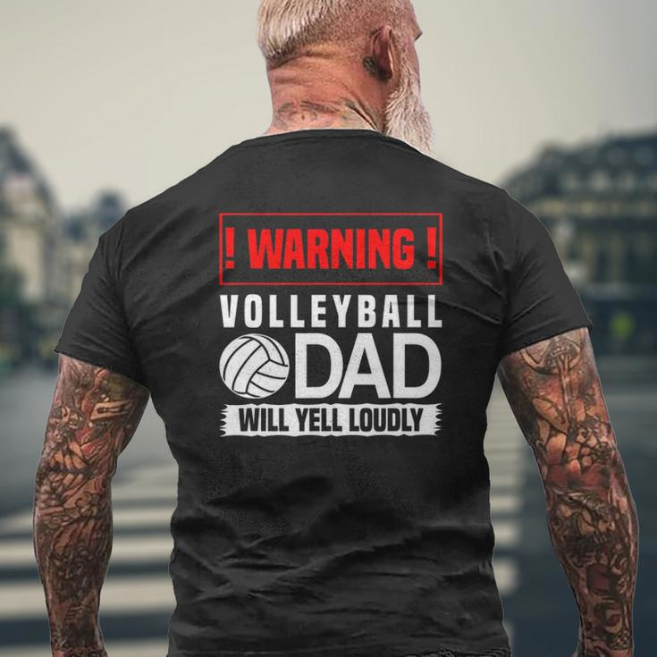 Mens Volleyball Graphic Warning Dad Will Yell Loudly Mens Back Print T-shirt Gifts for Old Men