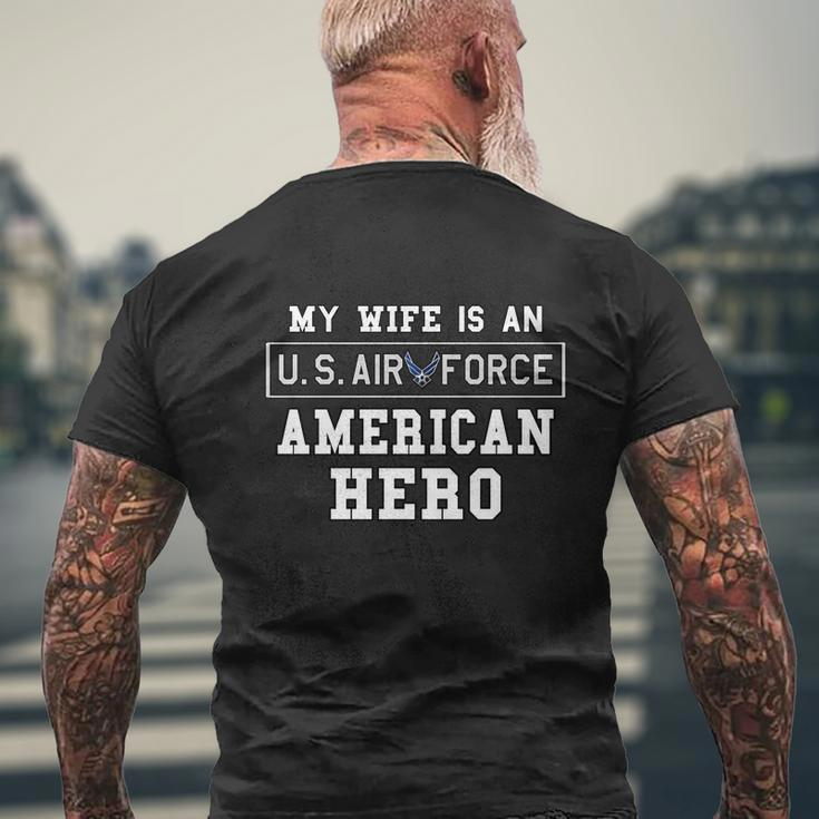 Mens My Wife Is An American Hero Us Air Force Proud Husband Mens Back Print T-shirt Gifts for Old Men