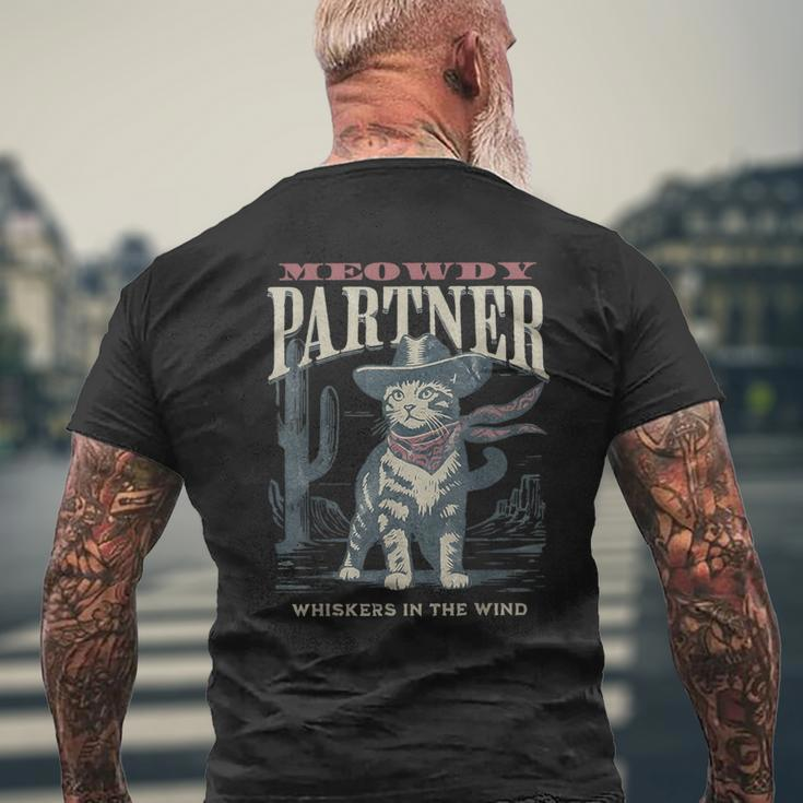Meowdy Partner Cowboy Cat Country Western Cat Men's T-shirt Back Print Gifts for Old Men