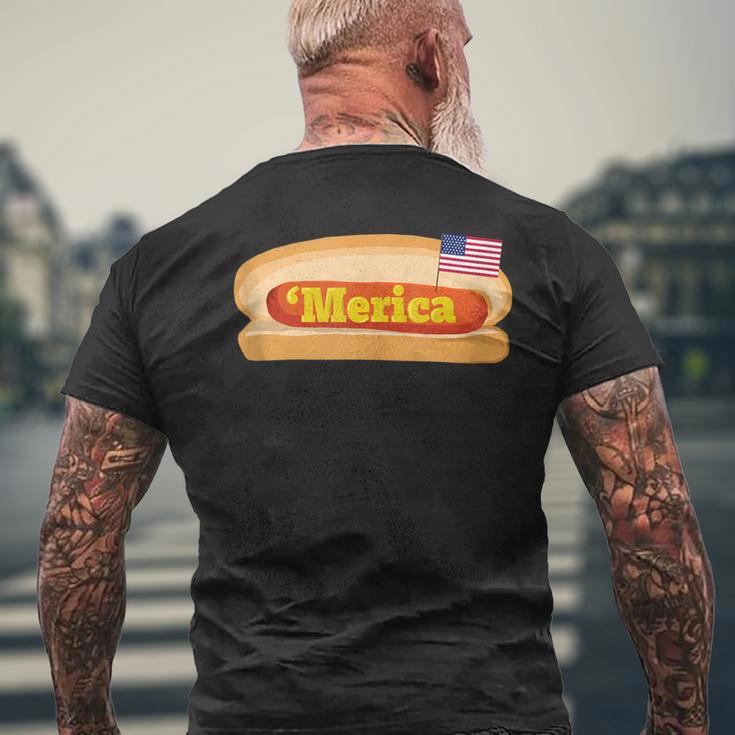 'Merica Hot Dog Flag Patriotic American Flag Hot Dog Men's T-shirt Back Print Gifts for Old Men