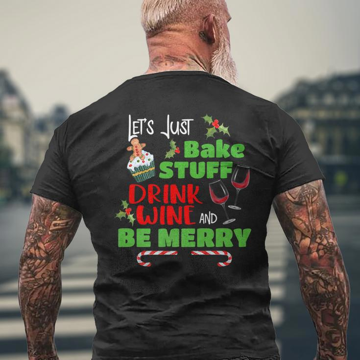 Merry Christmas Wine Baking Holiday Pajamas Mens Back Print T-shirt Gifts for Old Men