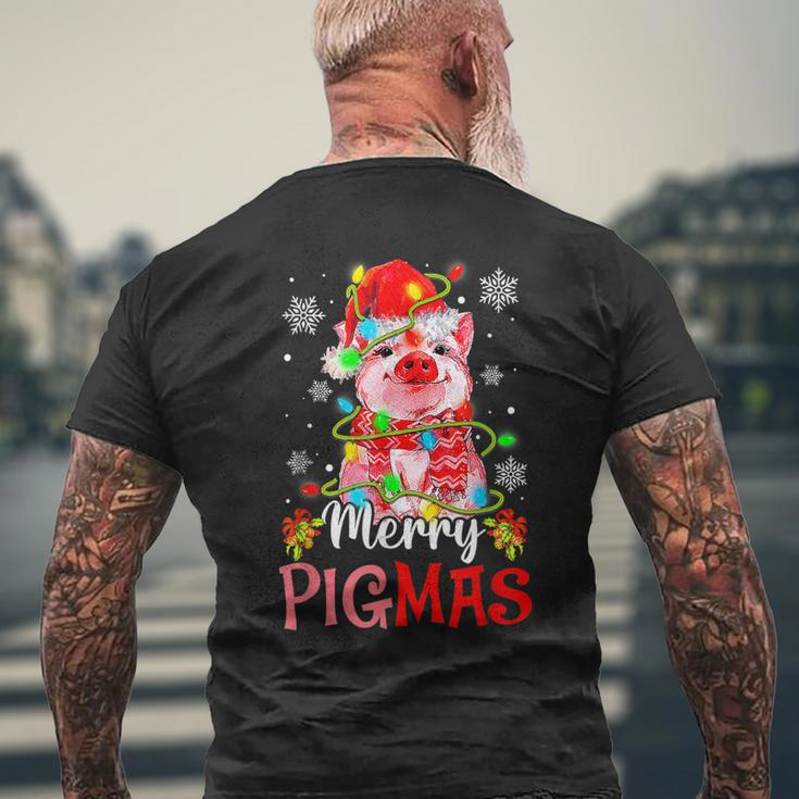 Merry Pigmas Pig Christmas Pajama For Pig Lover Mens Back Print T-shirt Gifts for Old Men