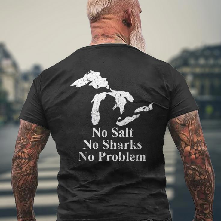 Michigan Great Lakes No Salt No Sharks No Problem Men's T-shirt Back Print Gifts for Old Men