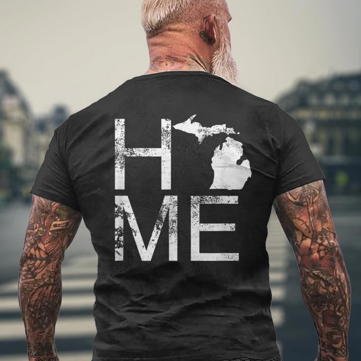 Michigan Home Mi State Love Pride Map Distressed Men's T-shirt Back Print Gifts for Old Men