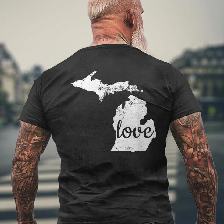 Michigan Love Mi Home State Pride Distressed Men's T-shirt Back Print Gifts for Old Men