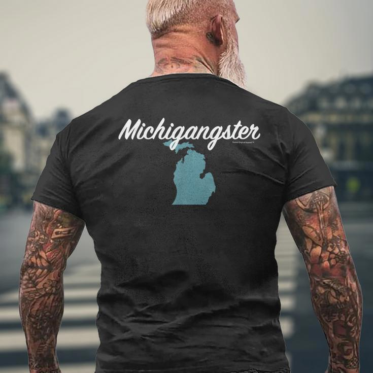 Michigangster Classic Detroit Michigan Mitten Men's T-shirt Back Print Gifts for Old Men