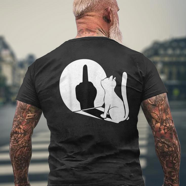 Middle Finger Cat Middle Finger Shadow S T-Shirt mit Rückendruck Geschenke für alte Männer