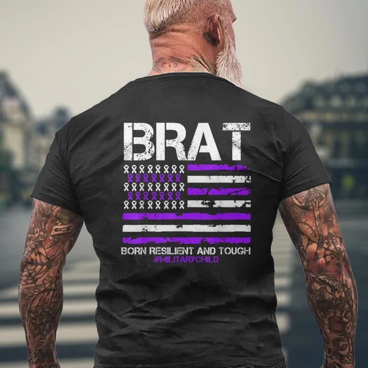 Military Brat Purple Up American Flag April Military Child Men's T-shirt Back Print Gifts for Old Men