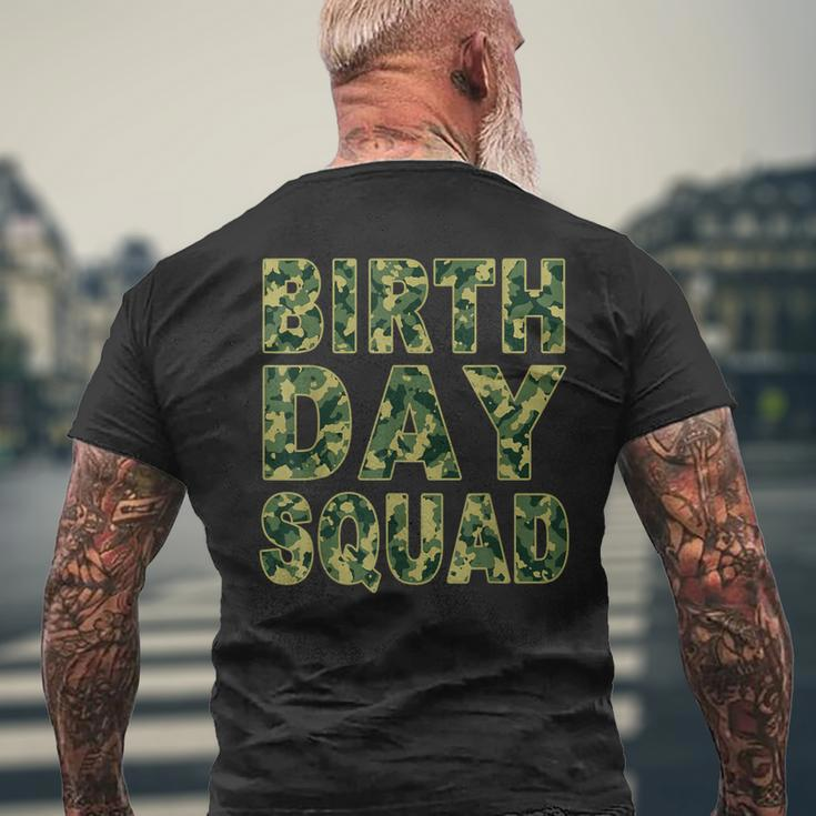 Military Green Camouflage Pattern Matching Birthday Squad Men's T-shirt Back Print Gifts for Old Men