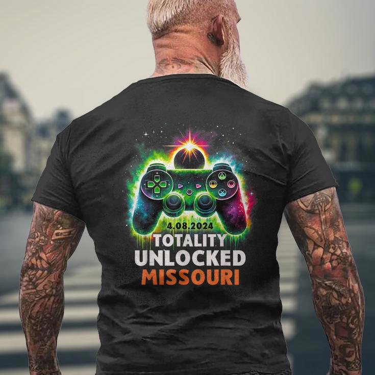 Missouri Total Solar Eclipse 2024 Video Game Gamer Men's T-shirt Back Print Gifts for Old Men